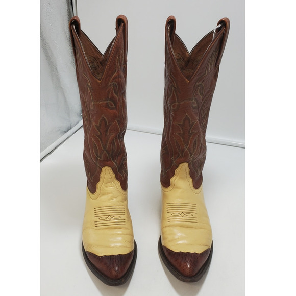 Tony Lama Vintage CY6305 Lizard Wingtip Cowboy Boots Women 6.5B - Picture 1 of 8